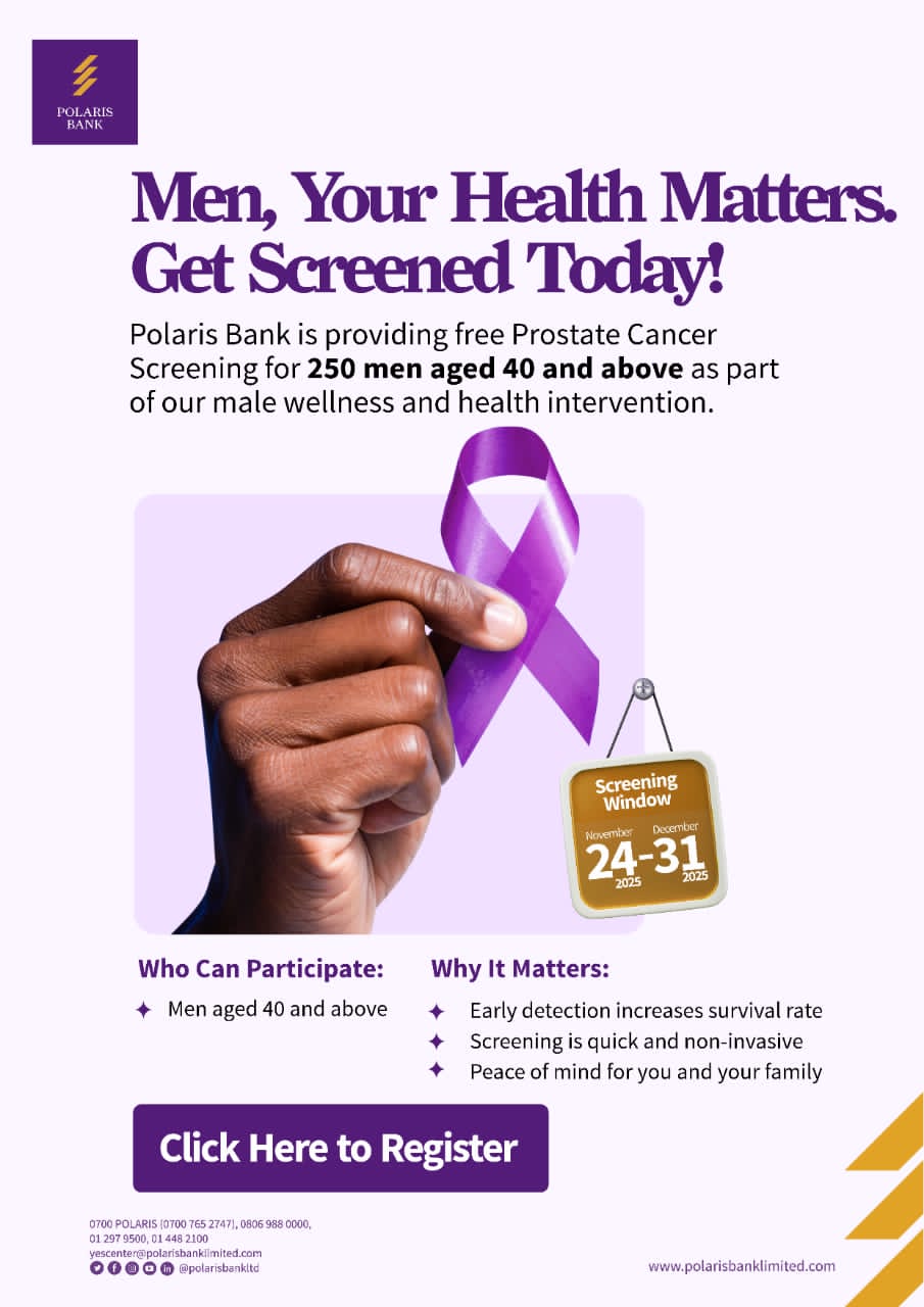 POLARIS BANK OFFERS FREE PROSTATE