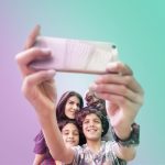 family taking selfie